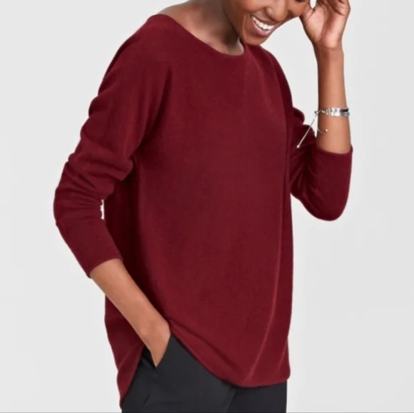 CASHMERE Charter Club Luxury Macy's Longsleeve Shirttail Sweater Top Size Large
